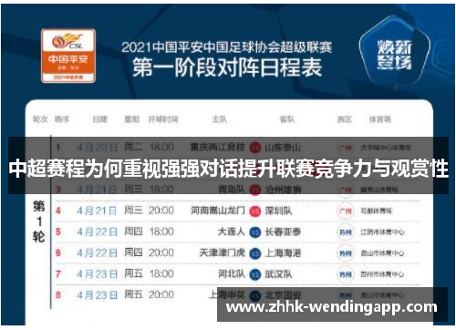 中超赛程为何重视强强对话提升联赛竞争力与观赏性