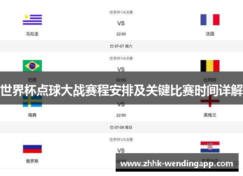 世界杯点球大战赛程安排及关键比赛时间详解